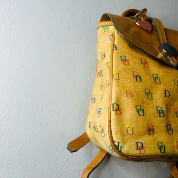 Vintage DOONEY & BOURKE DB Logo Rainbow Colored Tan Leather Mini Backpack Bag - Picture 4 of 14